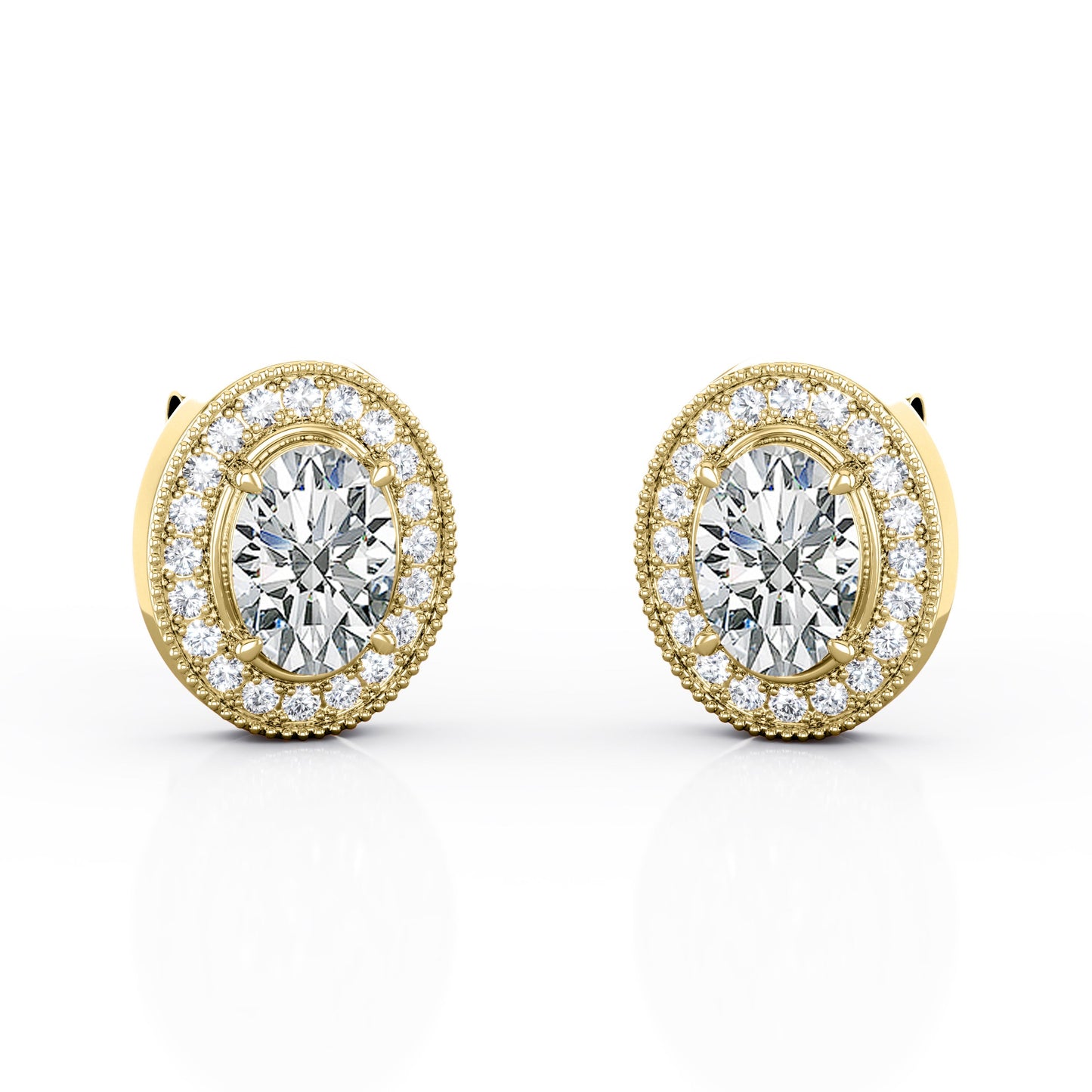 Milgrain Set Moissanite and Diamond Stud Earrings