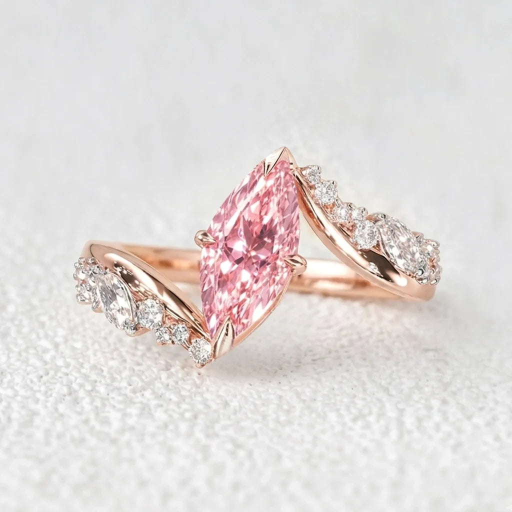 Aurora’s Bypass | 3CT Marquise Cut Pink Sapphire Engagement Ring