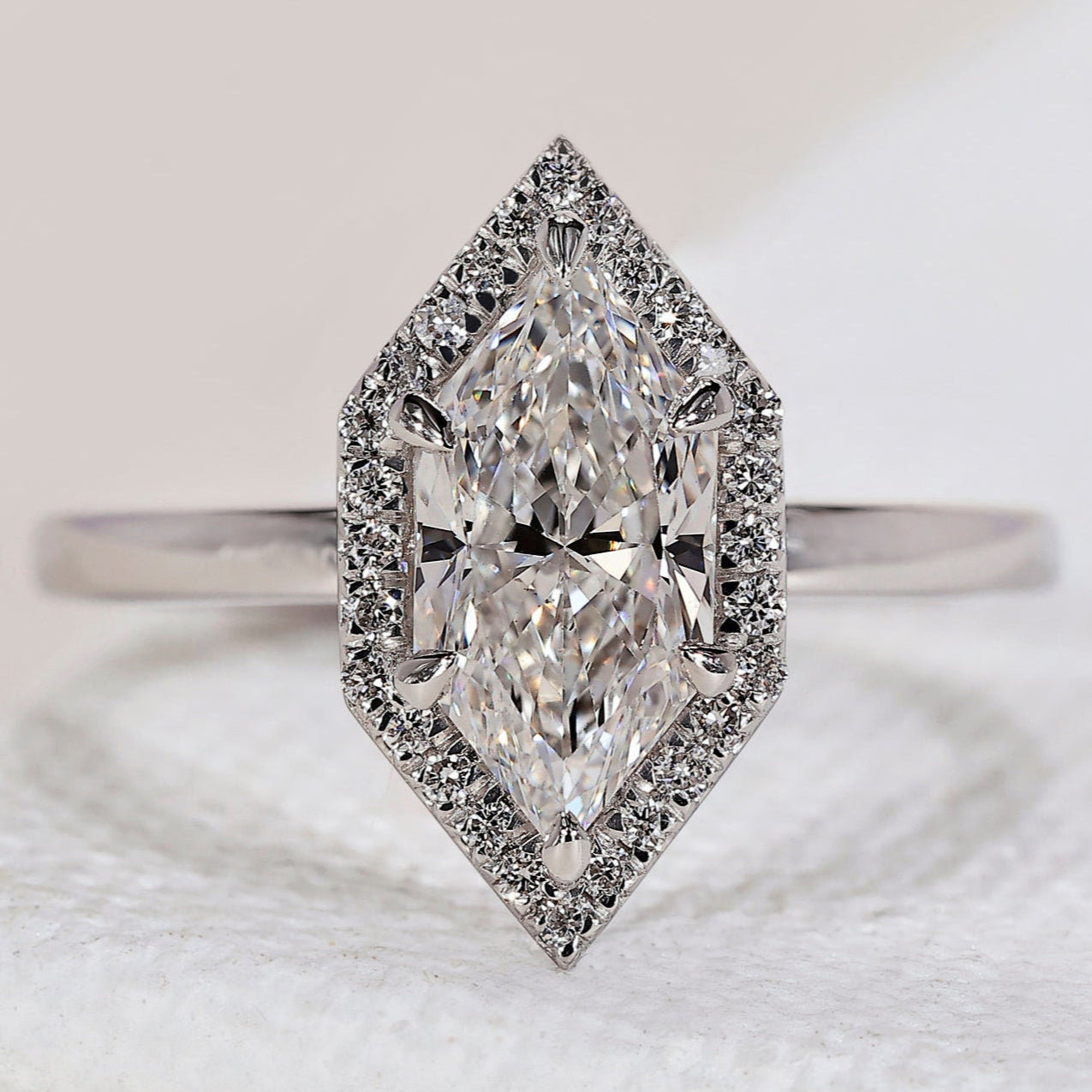 Dutch Marquise Engagement Ring – Halo Setting