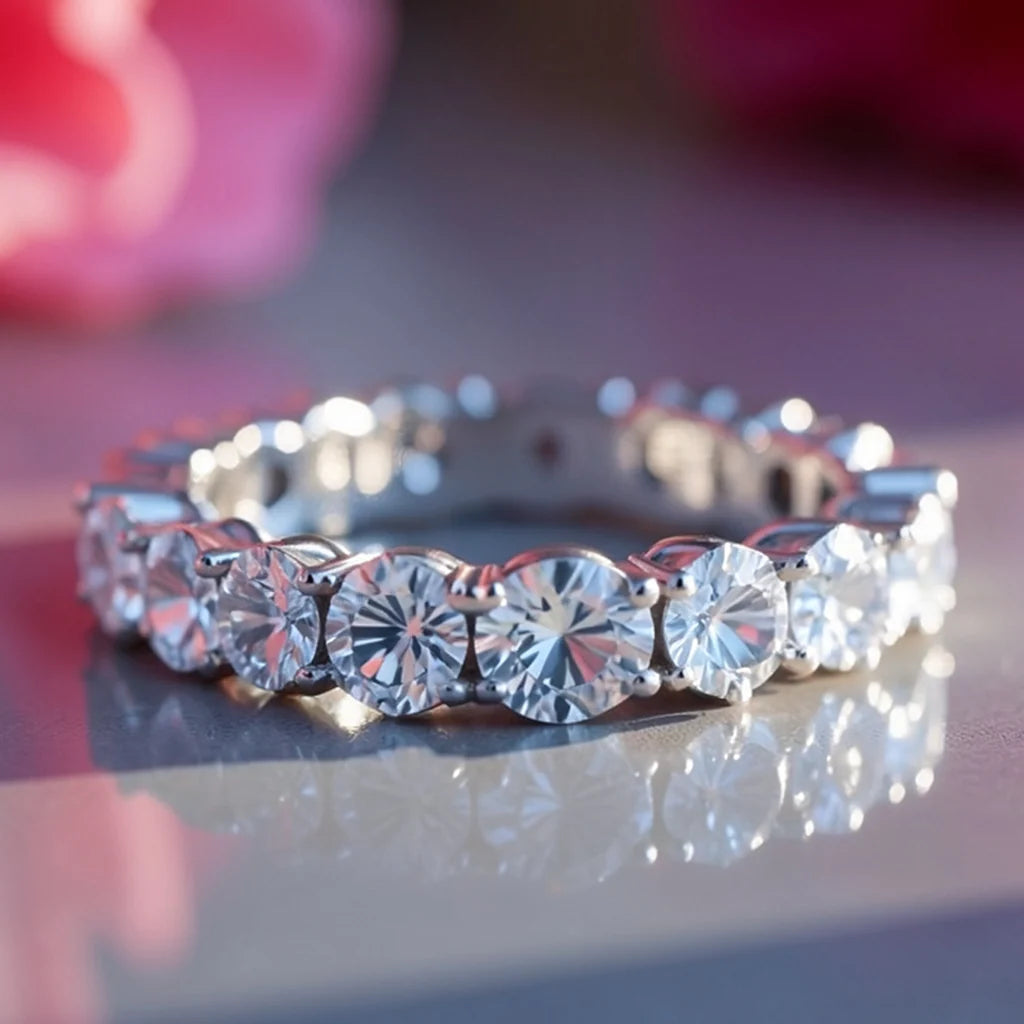 Aurora’s Aureole | Round Diamond Full Eternity Band