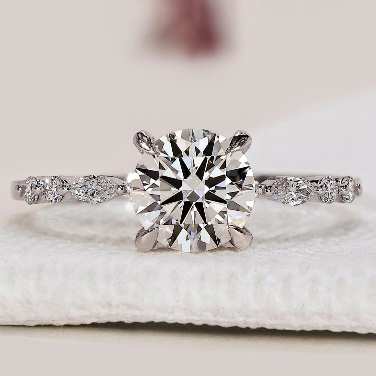 White Gold Round Engagement Ring
