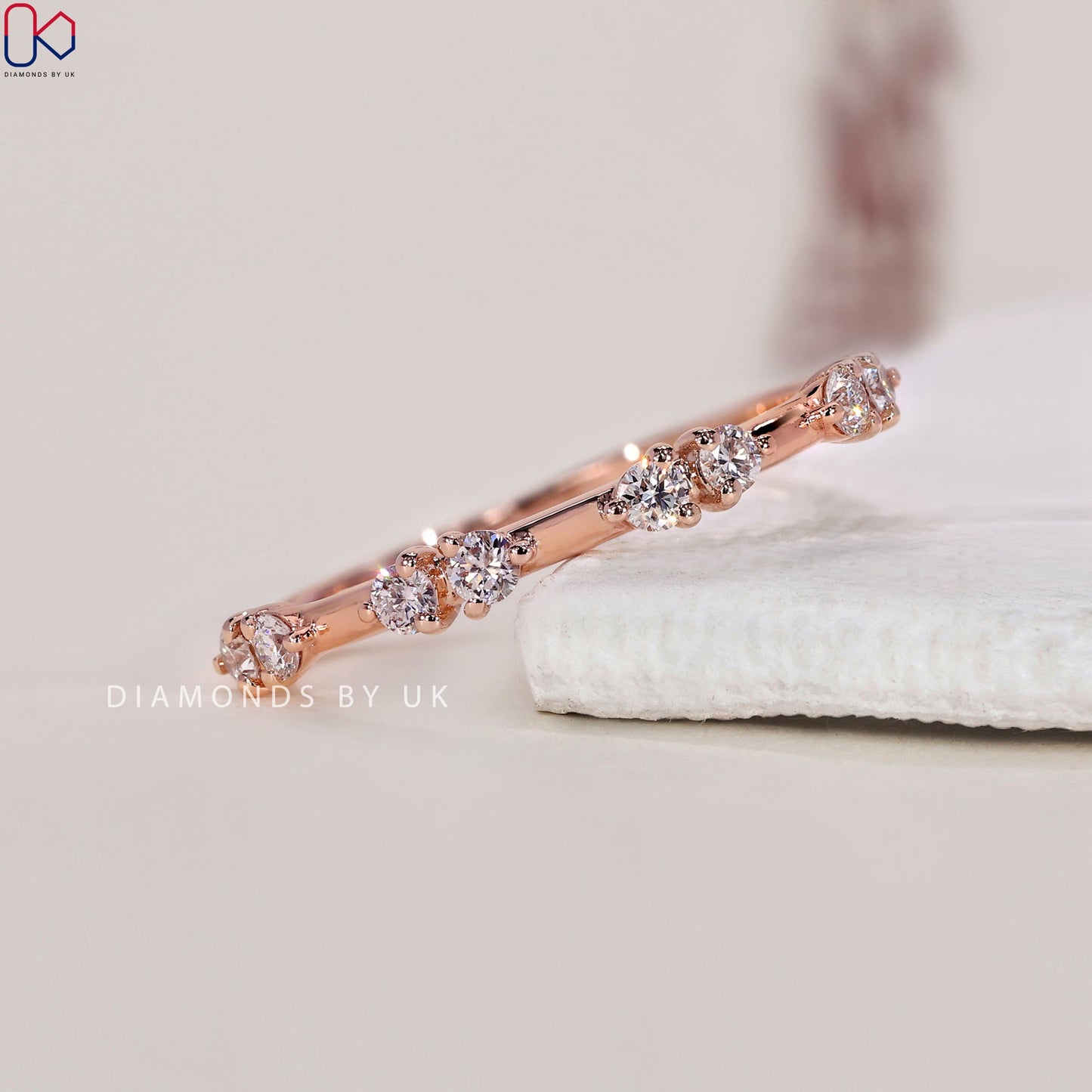 Round Diamond Wedding Band – Distance Pave Style