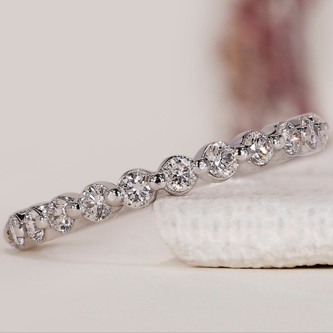 Half Eternity Wedding Band - Round Diamonds
