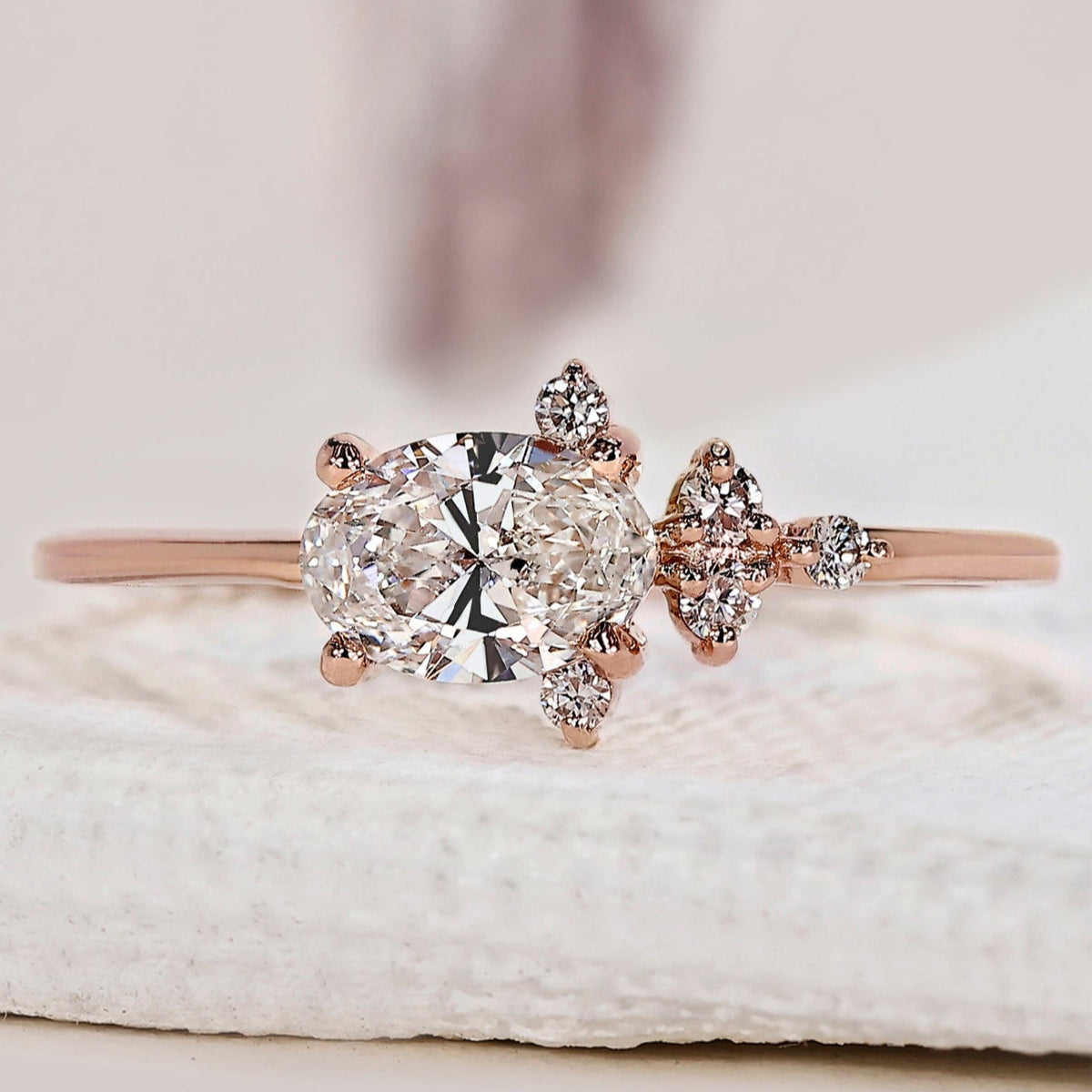 Oval Diamond East West Engagement Ring