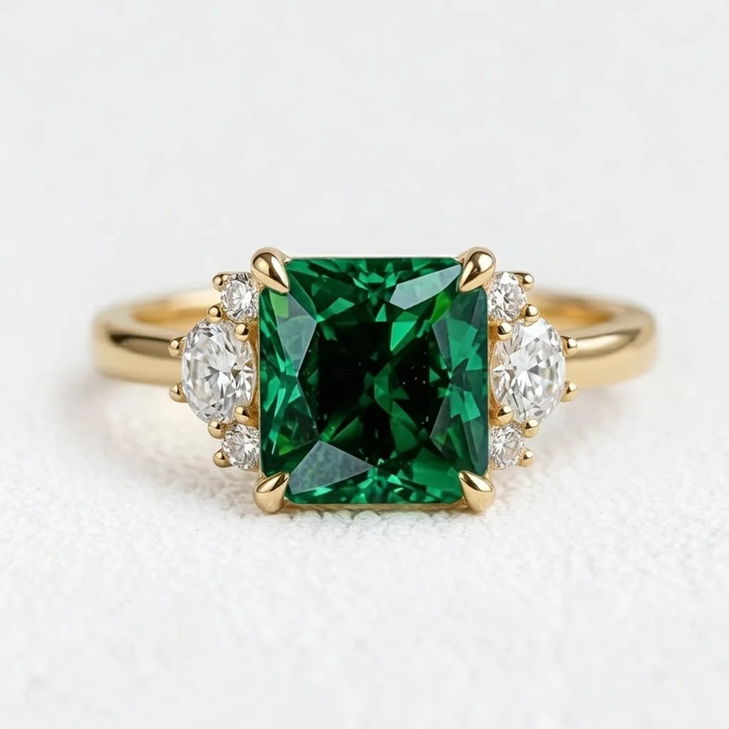 Celia’s Gleam | Princess Cut Green Sapphire Engagement Ring