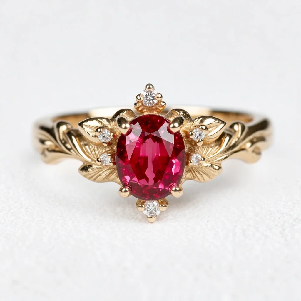 Aurora's Ember | Oval Ruby Vintage Engagement Ring