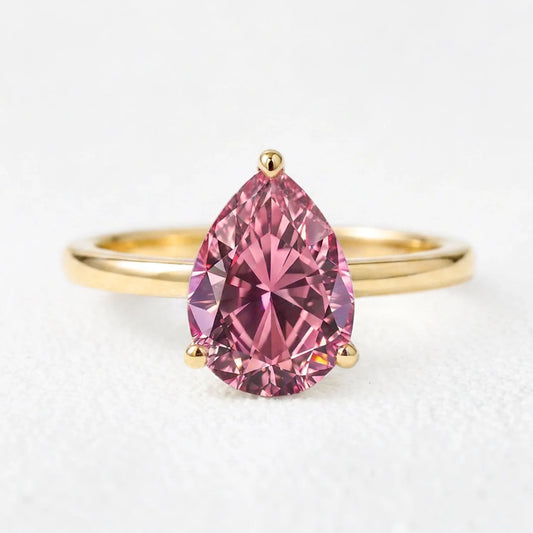 Celina's Reverie | 3CT Pear Cut Pink Sapphire Solitaire Engagement Ring