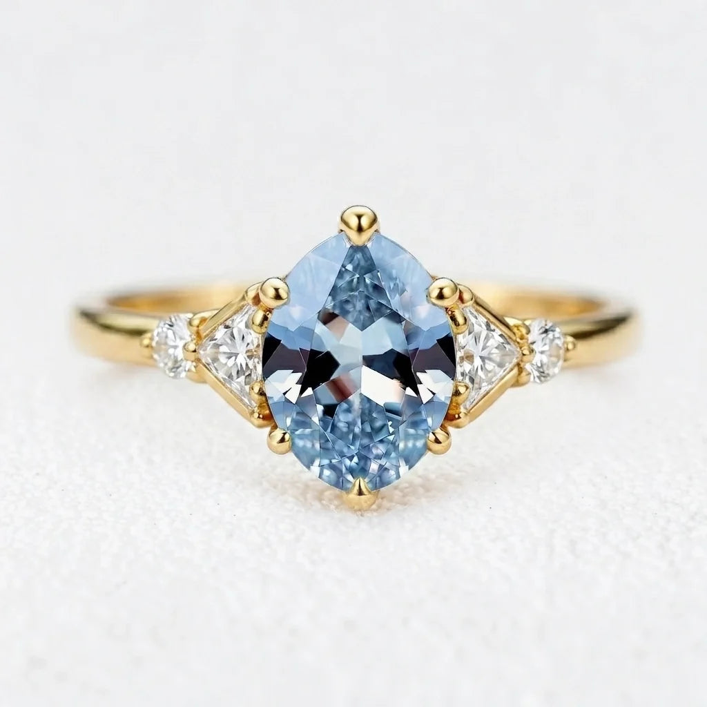 Aurora’s Tide | 2CT Oval Aquamarine Solitaire Engagement Ring