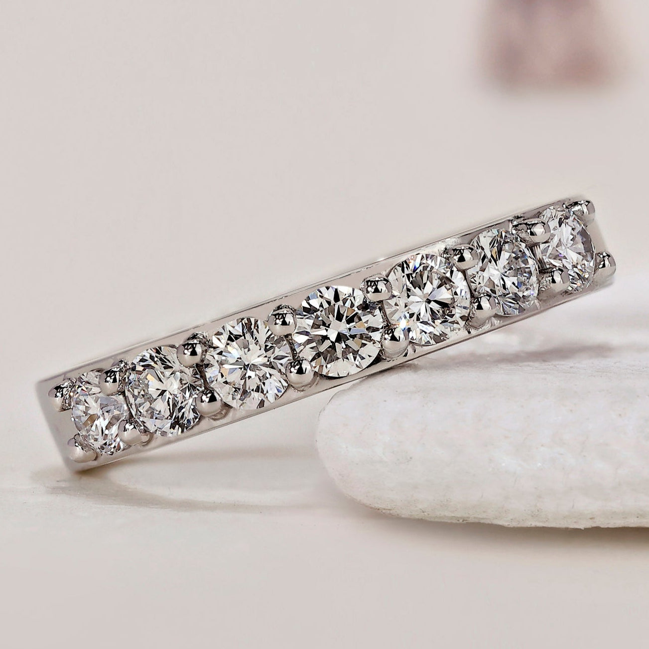 White Gold Wedding Band - 7 Stones