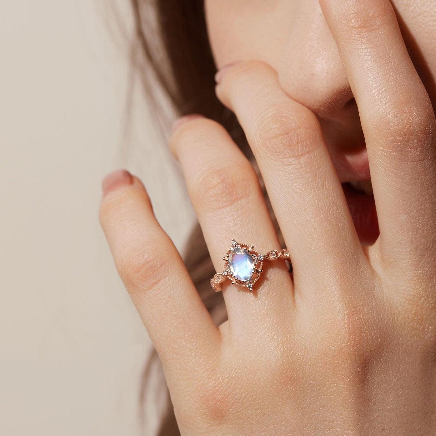 Charlotte’s Mistveil | 1.5CT Oval Opal Vintage Engagement Ring