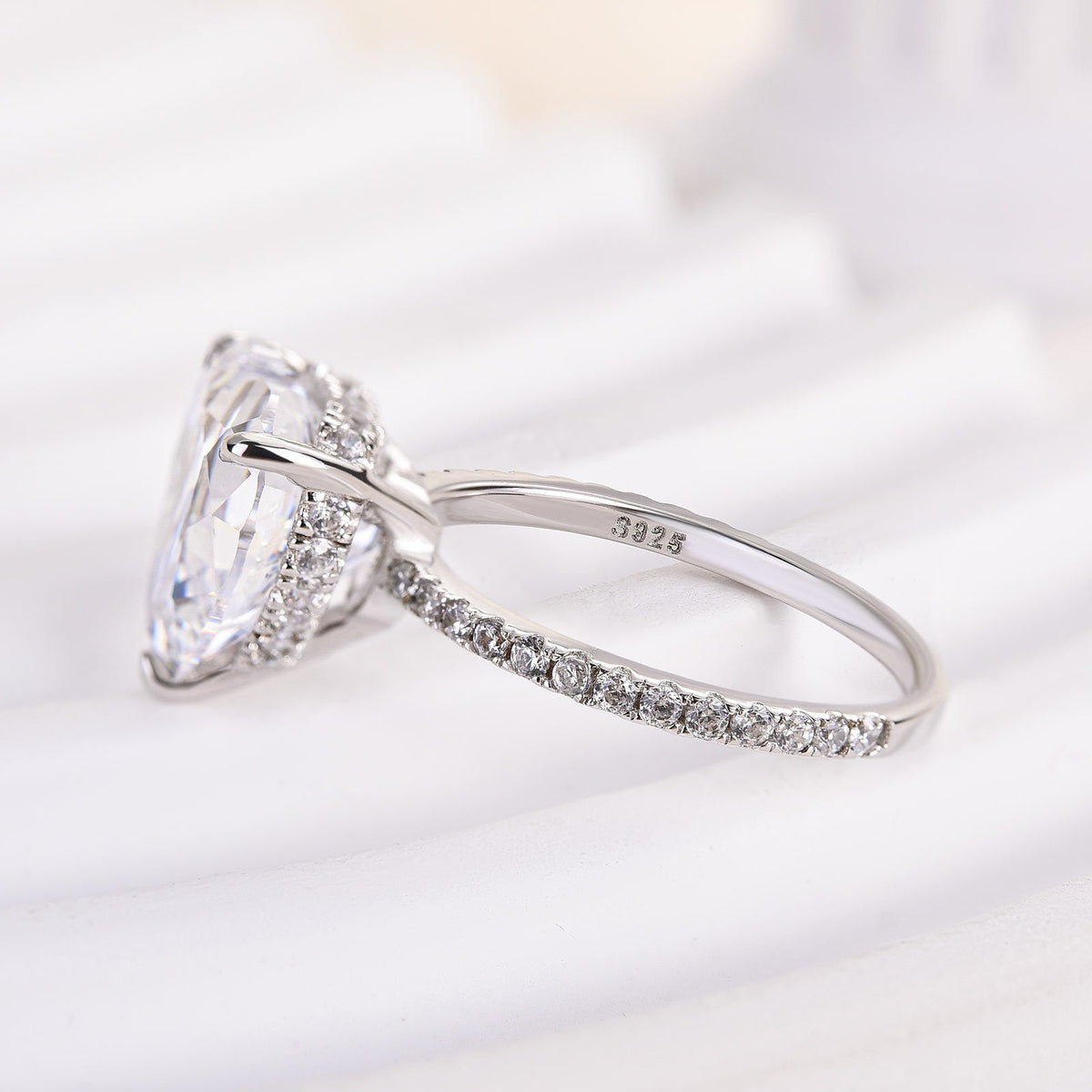 Glamorous Heart Cut 6.0ct Engagement Ring In Sterling Silver