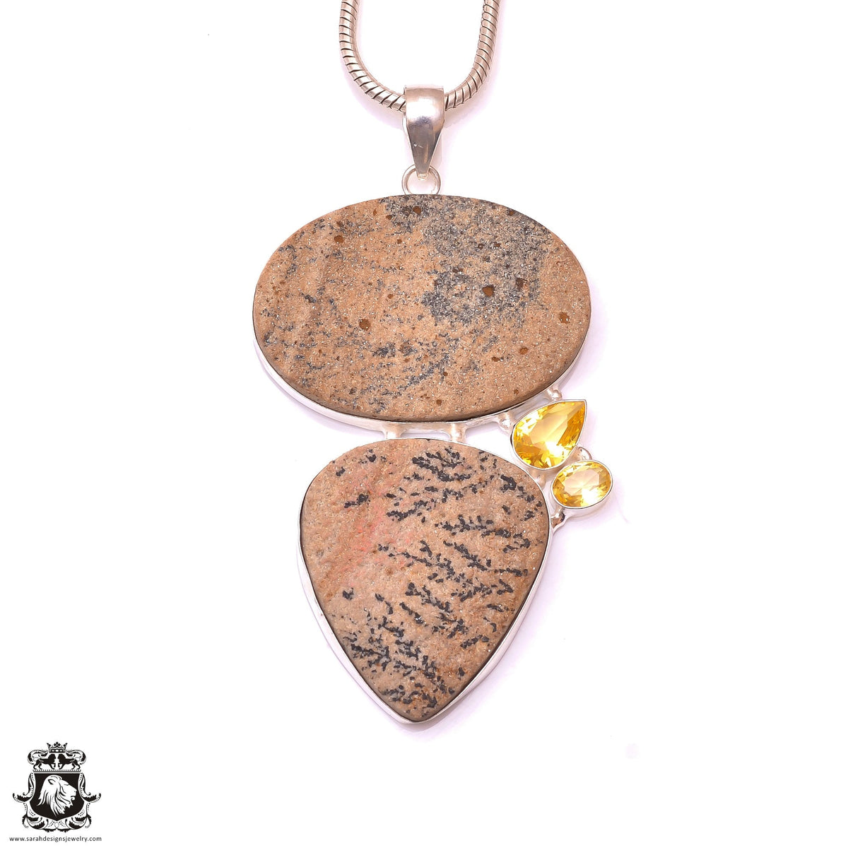 Psilomelane Dendrite Fern Fossil Pendant & 3MM Italian Chain P9871
