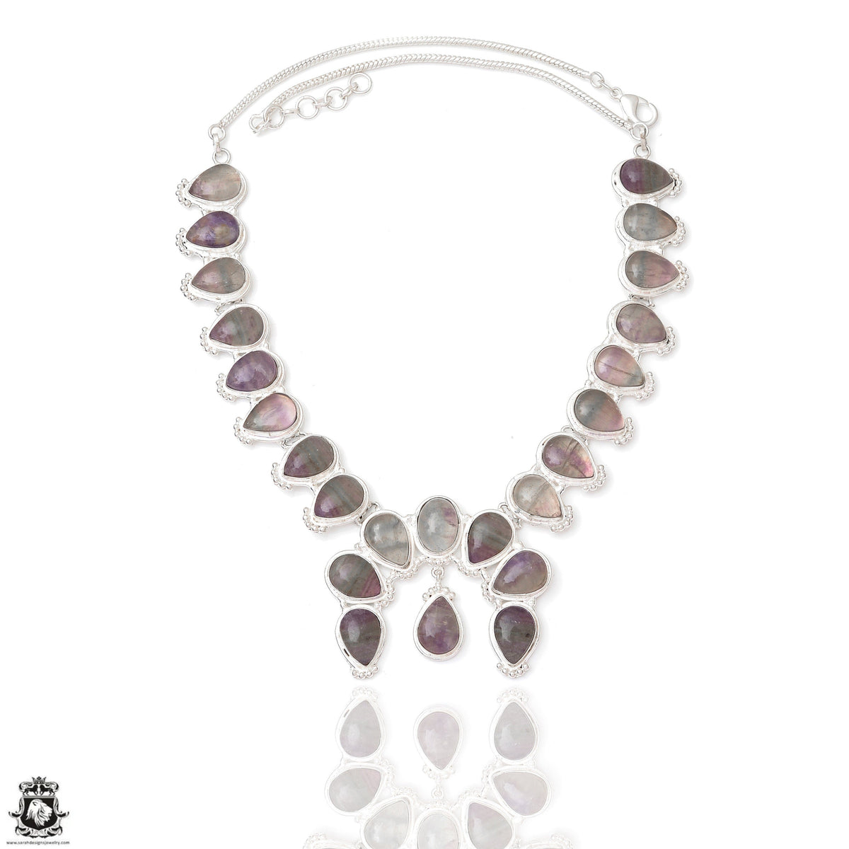 Durham UK Mined Fluorite Squash Blossom Statement Necklace BN26