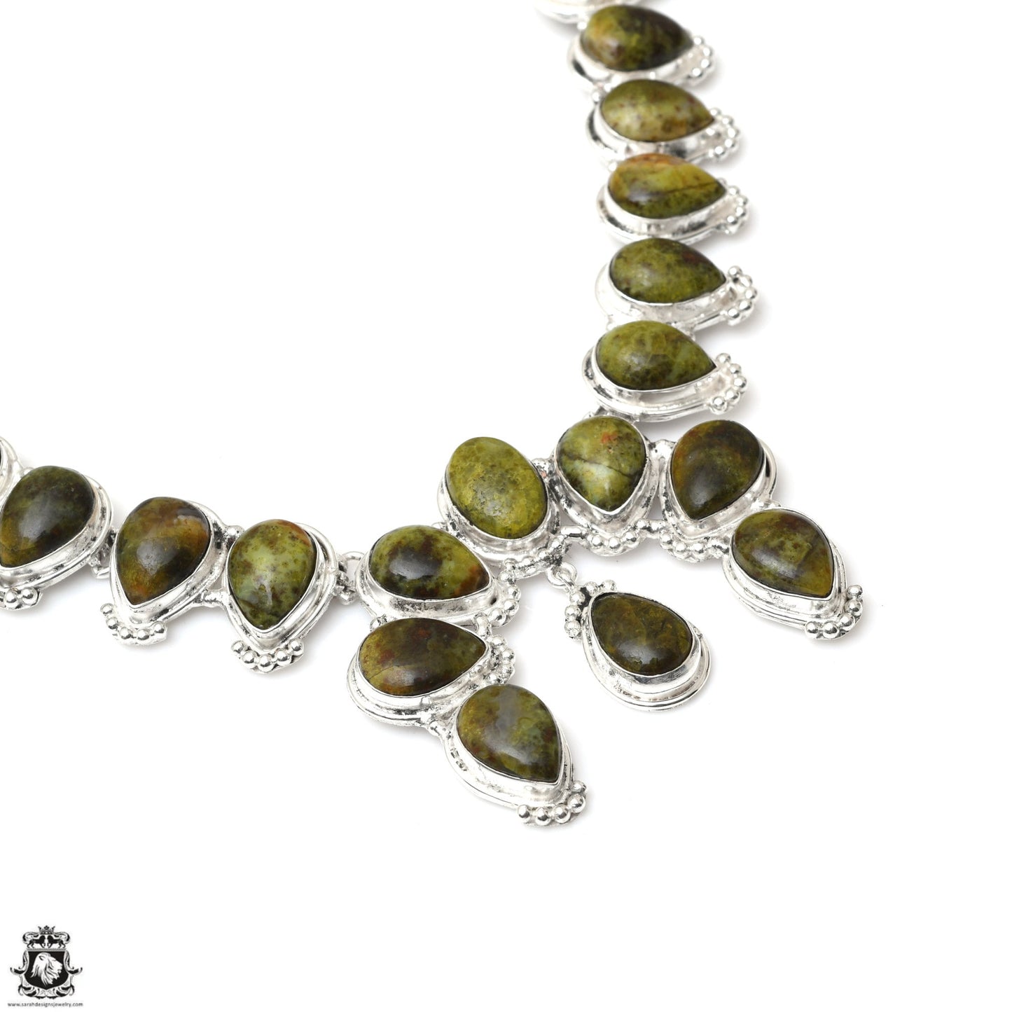 Polish Gaspéite Squash Blossom Statement Necklace BN74