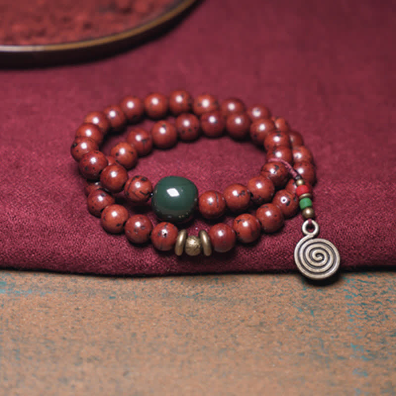 Fortune Jewel Bodhi Seed Cyan Jade Copper Peace Luck Bracelet
