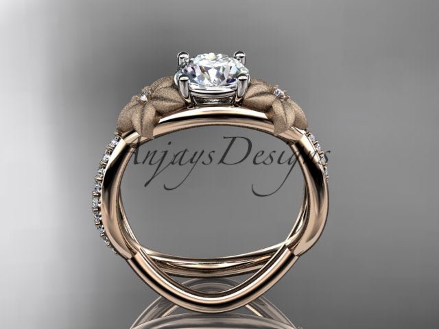 Unique Flower Engagement Ring 1 CT Lab Diamond Ring Organic Floral Design Ring IGI Certified
