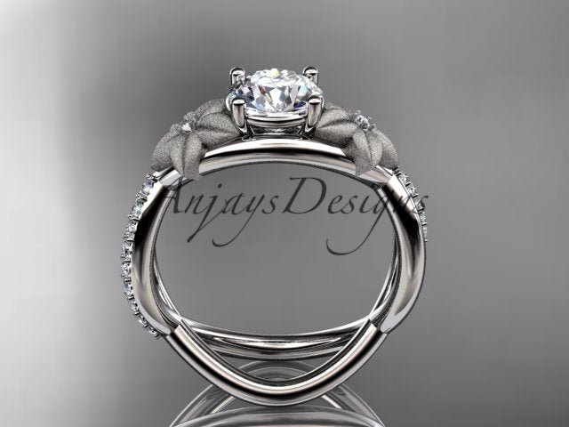Unique Flower Engagement Ring 1 CT Lab Diamond Ring Organic Floral Design Ring IGI Certified