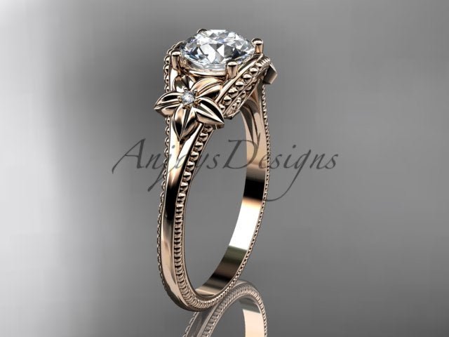 1 CT Lab Grown Diamond Engagement Ring Nature Inspired Ring Dainty