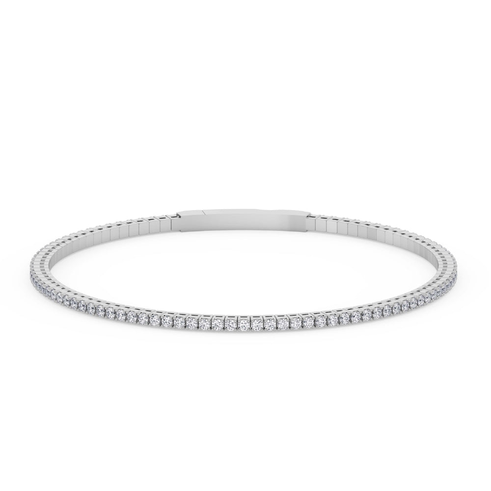 1Ct Diamond Flexible Oval Bangle Women's Bracelet 14k White Gold Lab Grown