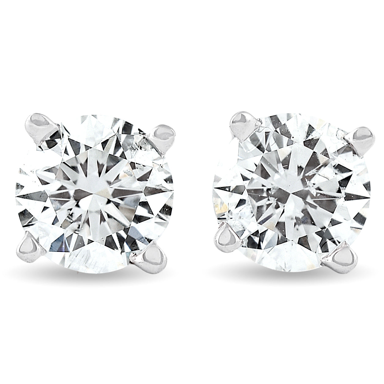 Certified 1 Ct TW Diamond Studs 14K White Gold Screw Back Earrings (FG, SI2-I1)
