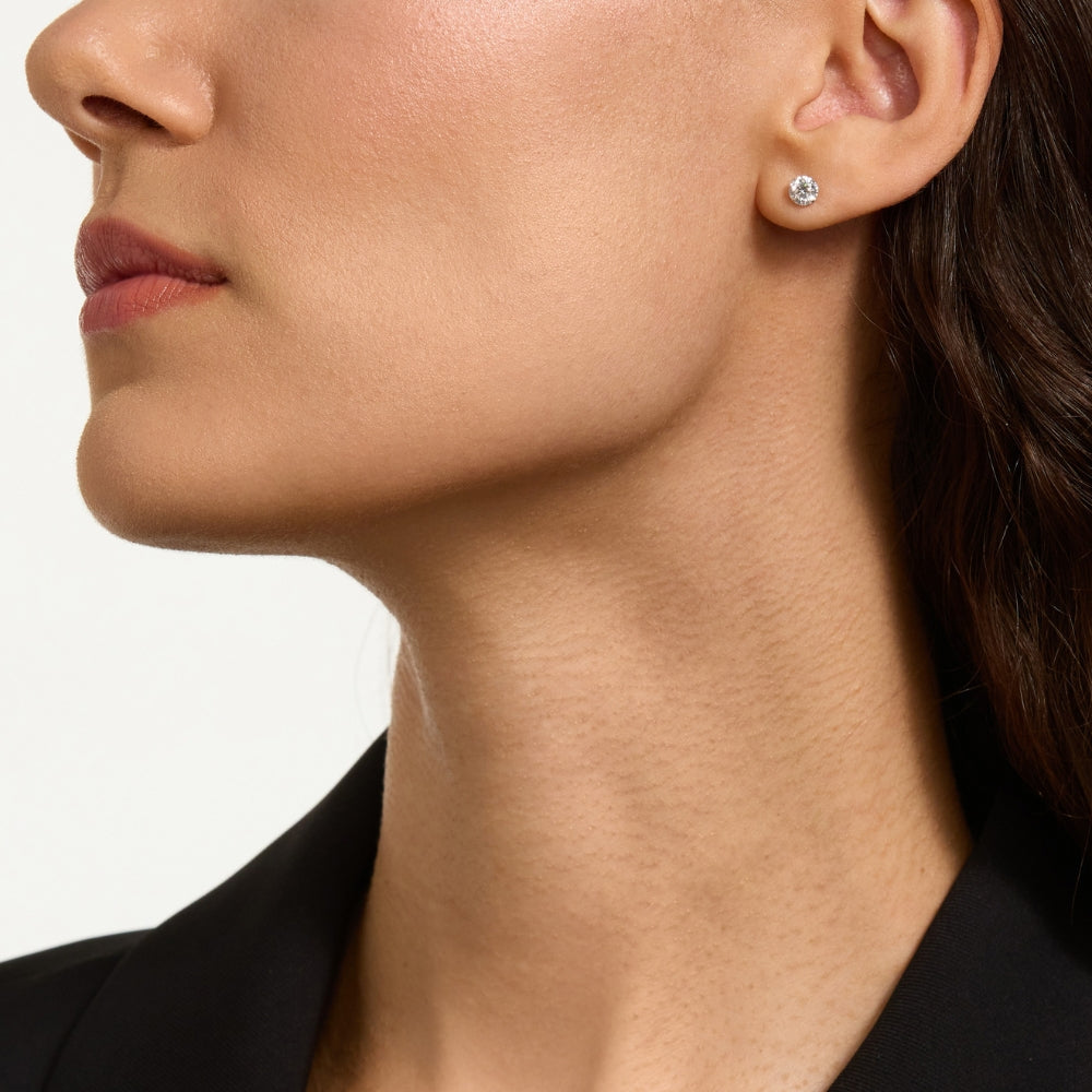 Certified 1Ct TW Round Diamond Studs 14k Gold Lab Grown Earrings