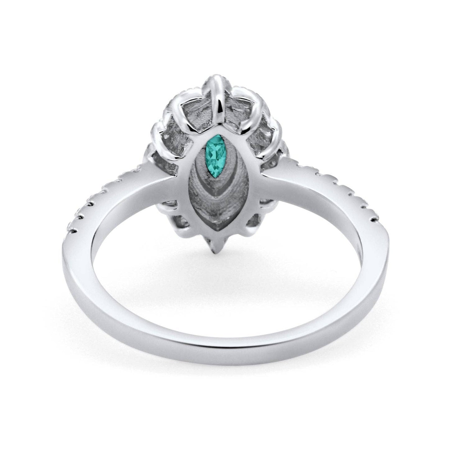 Art Deco Marquise Wedding Ring Simulated Paraiba Tourmaline CZ: Simulated Paraiba Tourmaline CZ size L