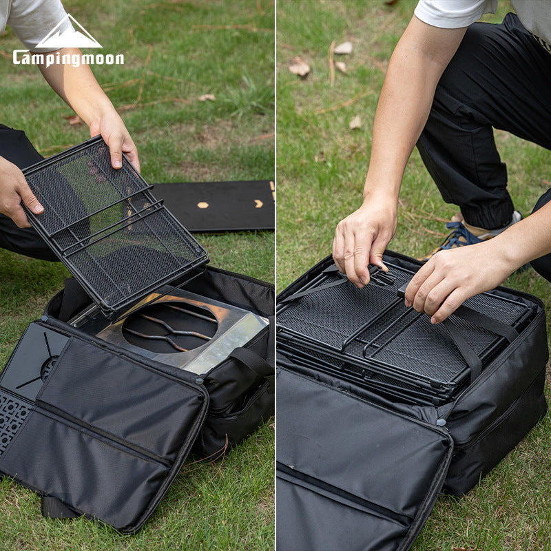 Campingmoon BK-46 Tactical Storage Bag Portable Lightweight IGT Compatible Black Large Integrated Grill Table Storage Tool Bag Accessories Add-ons Outdoor Camping Equipment Tool Cookware Utensil