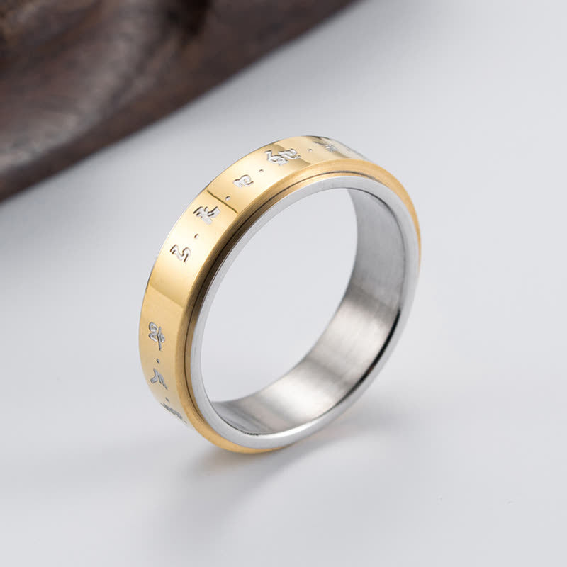 Fortune Jewel Mantra Titanium Steel Balance Rotatable Ring