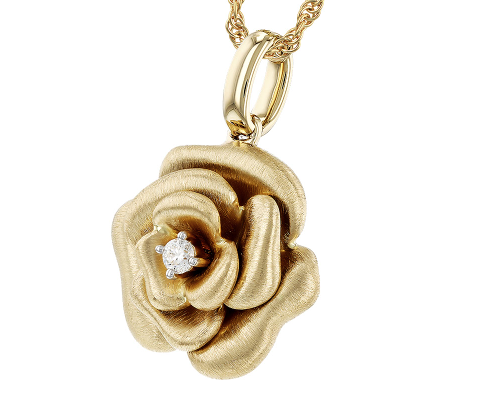 14KY Rose and Diamond Necklace