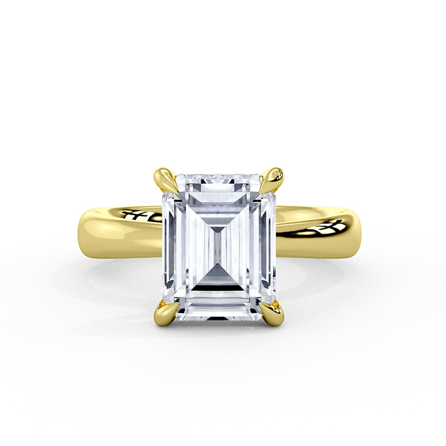Emerald-Cut Diamond Hidden Halo Engagement Ring