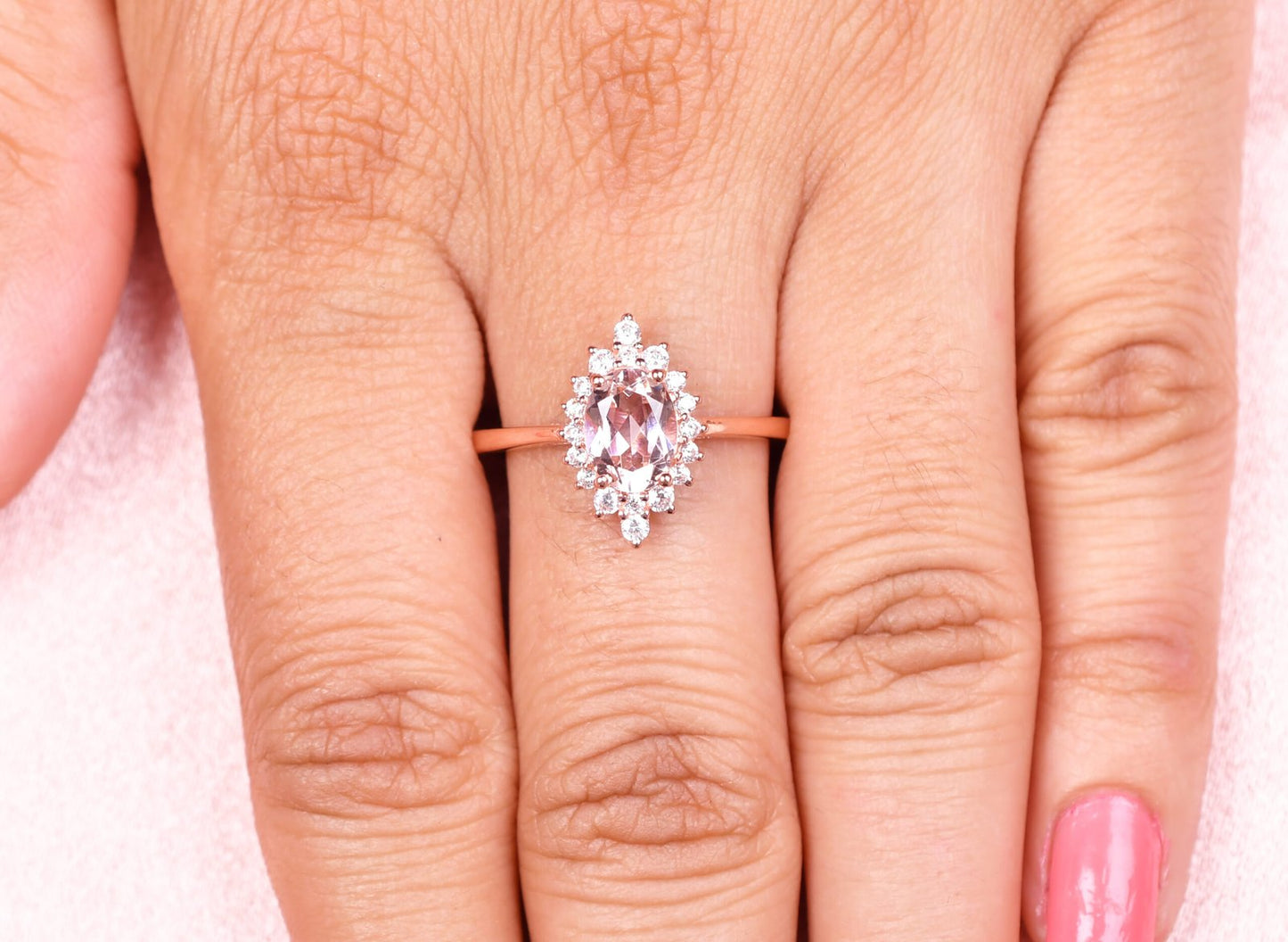 Unique Morganite Engagement Ring Bridal Jewelry Promise Gift