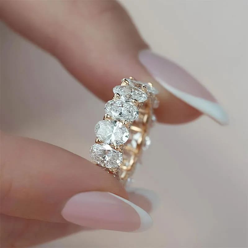 Elegant 925 Sterling Silver Oval Cut Wedding Ring