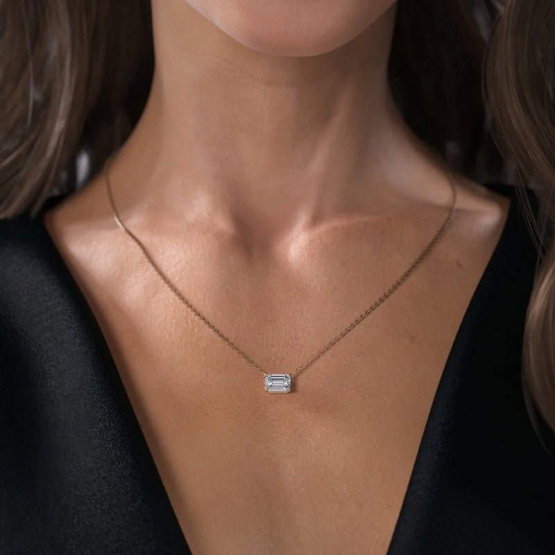 2 Carat Emerald Cut Solitaire Necklace