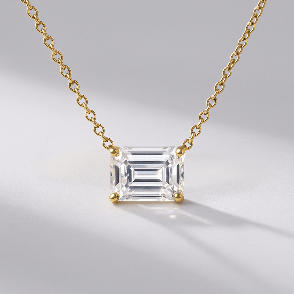 2 Carat Emerald Cut Solitaire Necklace