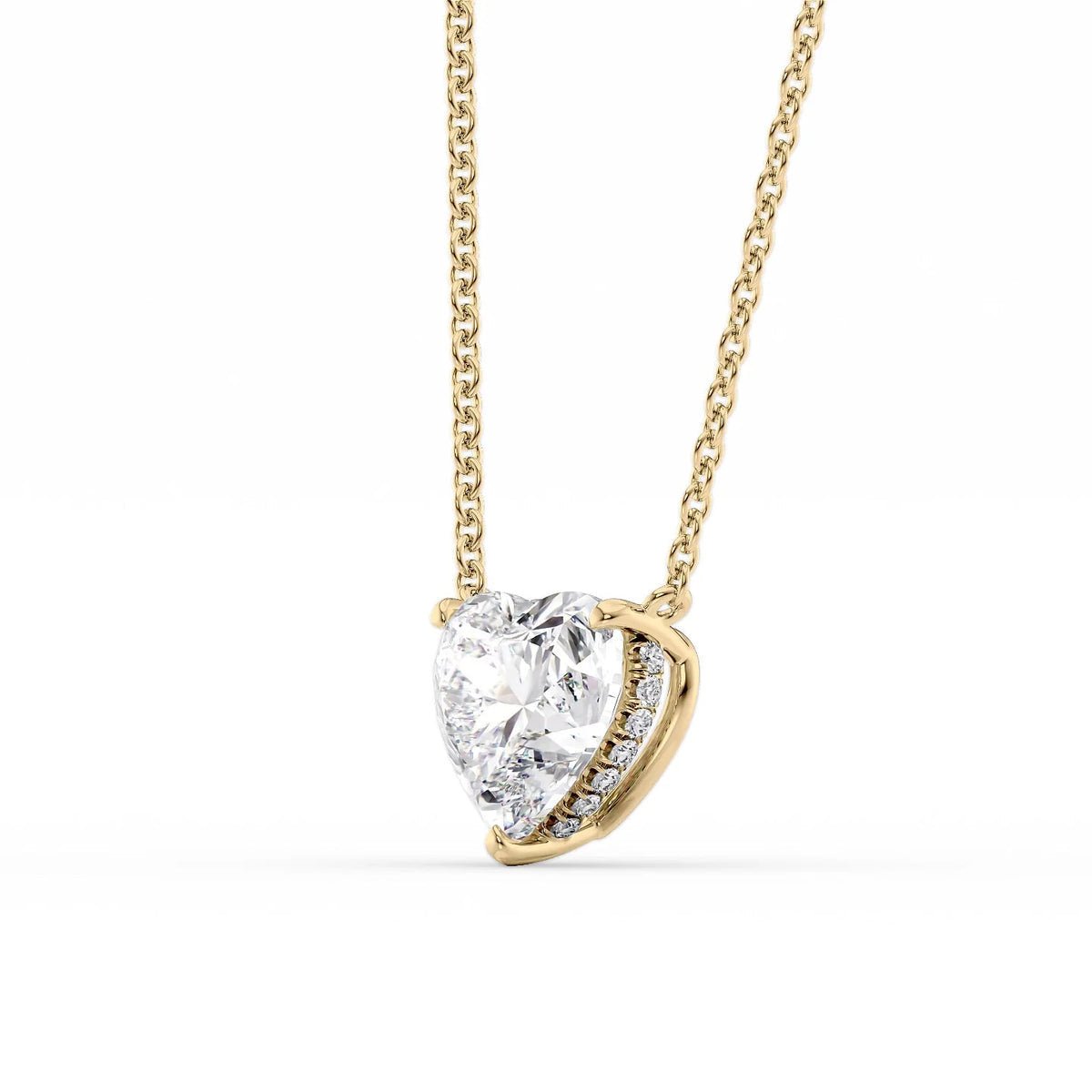 2 Carat Heart Hidden Halo Diamond Solitaire Pendant Necklace