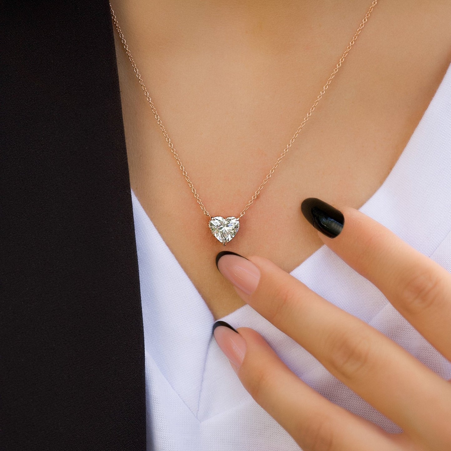 2 Carat Heart Hidden Halo Diamond Solitaire Pendant Necklace