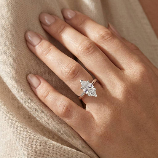 2 Carat Marquise Lab Grown Diamond Engagement Ring | 14K White Gold