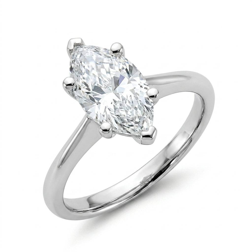2 Carat Marquise Lab Grown Diamond Engagement Ring | 14K White Gold