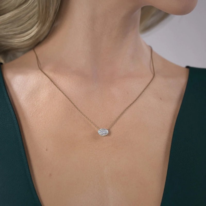 2 Carat Oval Cut Diamond Pendant Necklace for Women