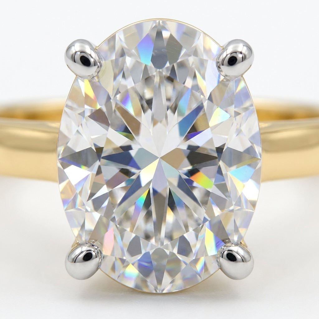 2 Carat Oval Lab Grown Diamond Engagement Ring | 14K Two-Tone Gold