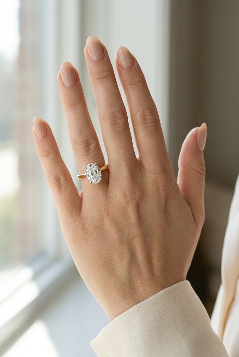 2 Carat Oval Lab Grown Diamond Engagement Ring | 14K Two-Tone Gold