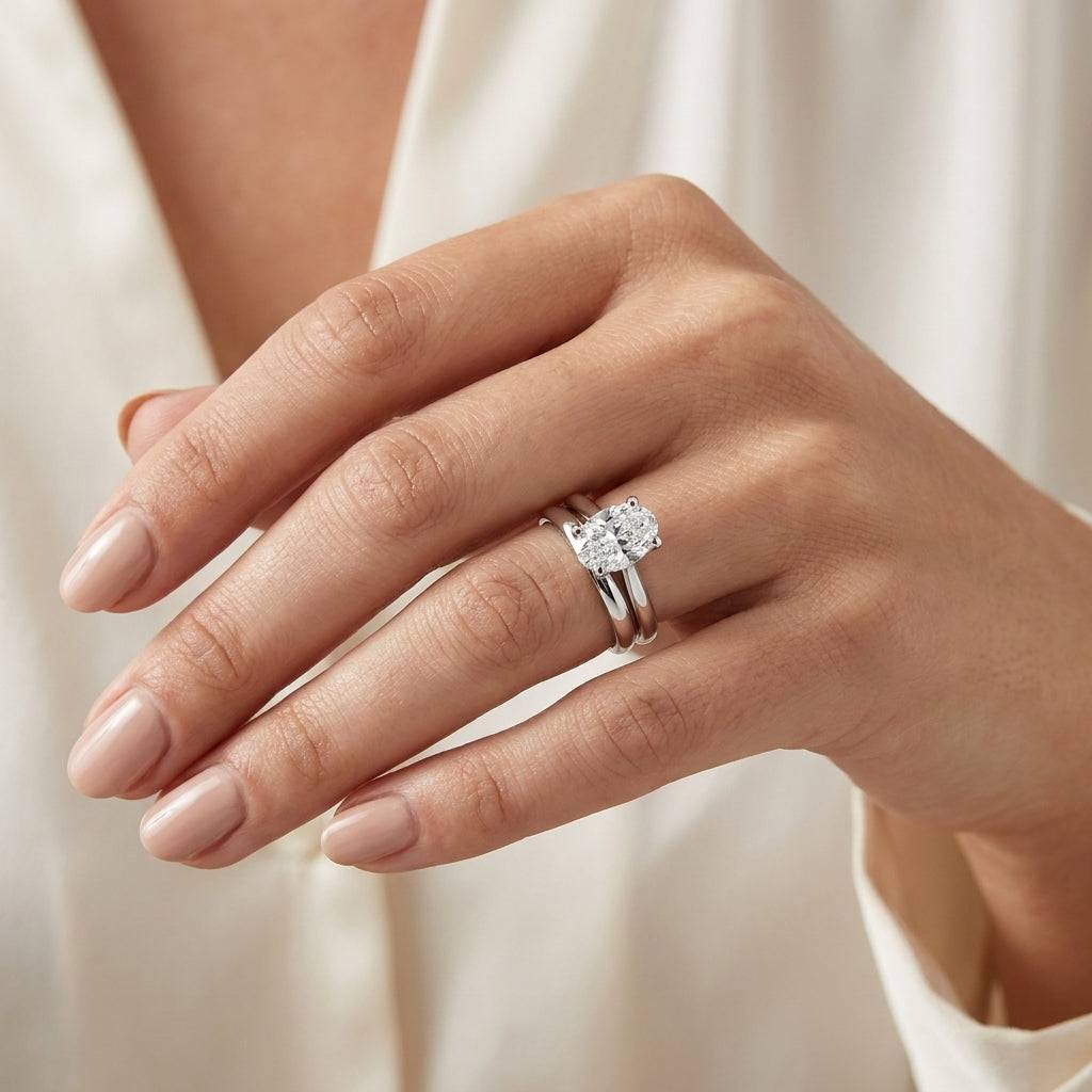 2 Carat Oval Lab Grown Diamond Engagement Ring | 14K White Gold