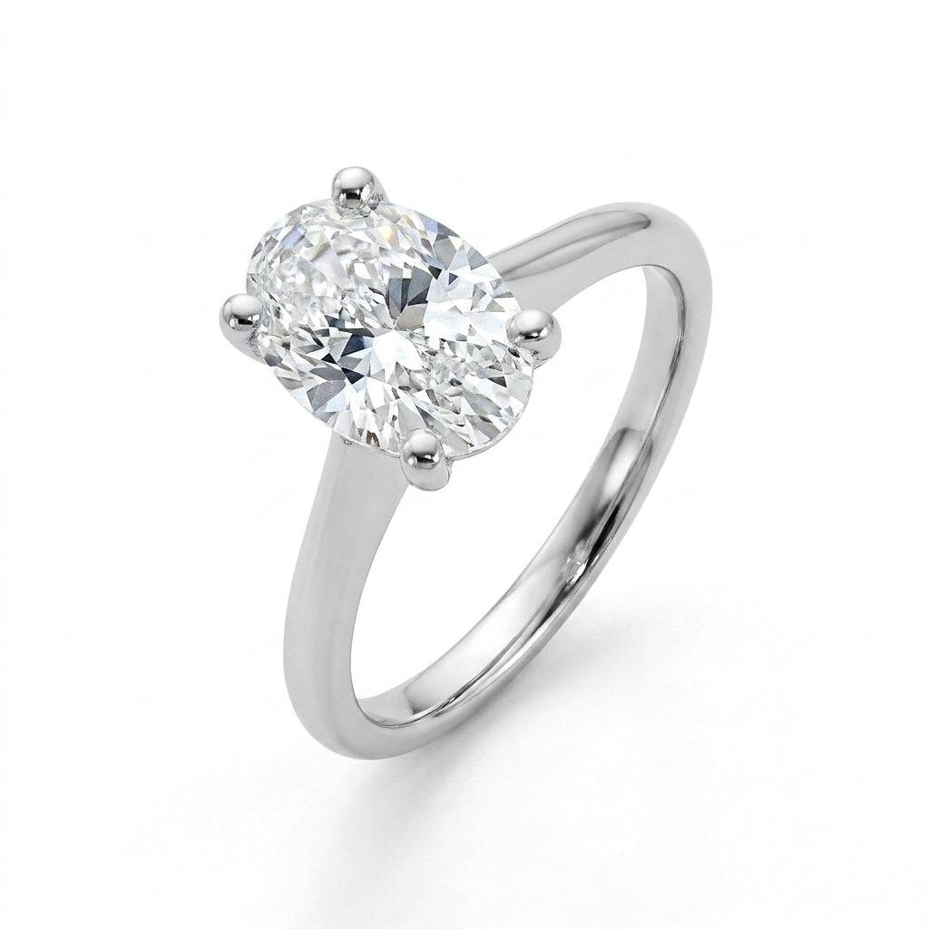2 Carat Oval Lab Grown Diamond Engagement Ring | 14K White Gold