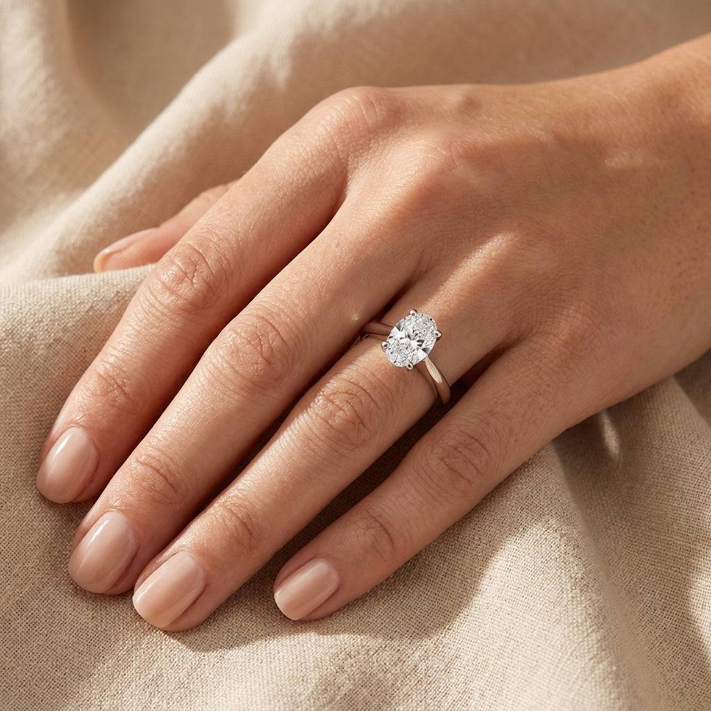 2 Carat Oval Lab Grown Diamond Engagement Ring | 14K White Gold