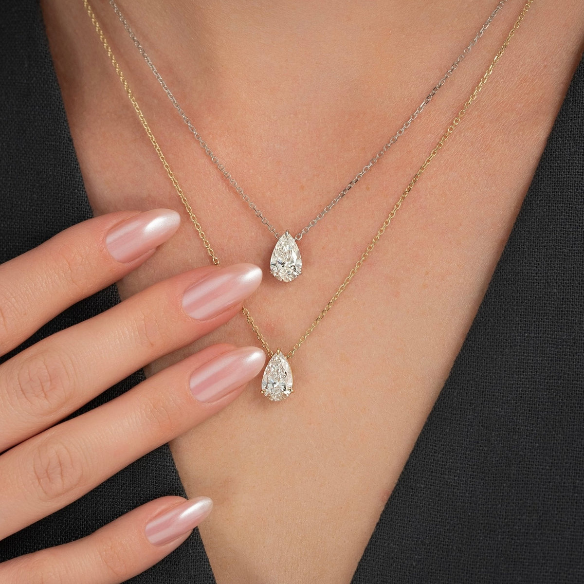 2 Carat Pear Cut Diamond Solitaire Pendant Necklace for Women