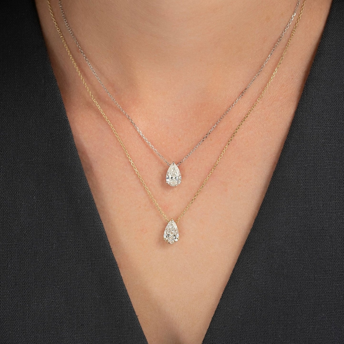 2 Carat Pear Cut Diamond Solitaire Pendant Necklace for Women