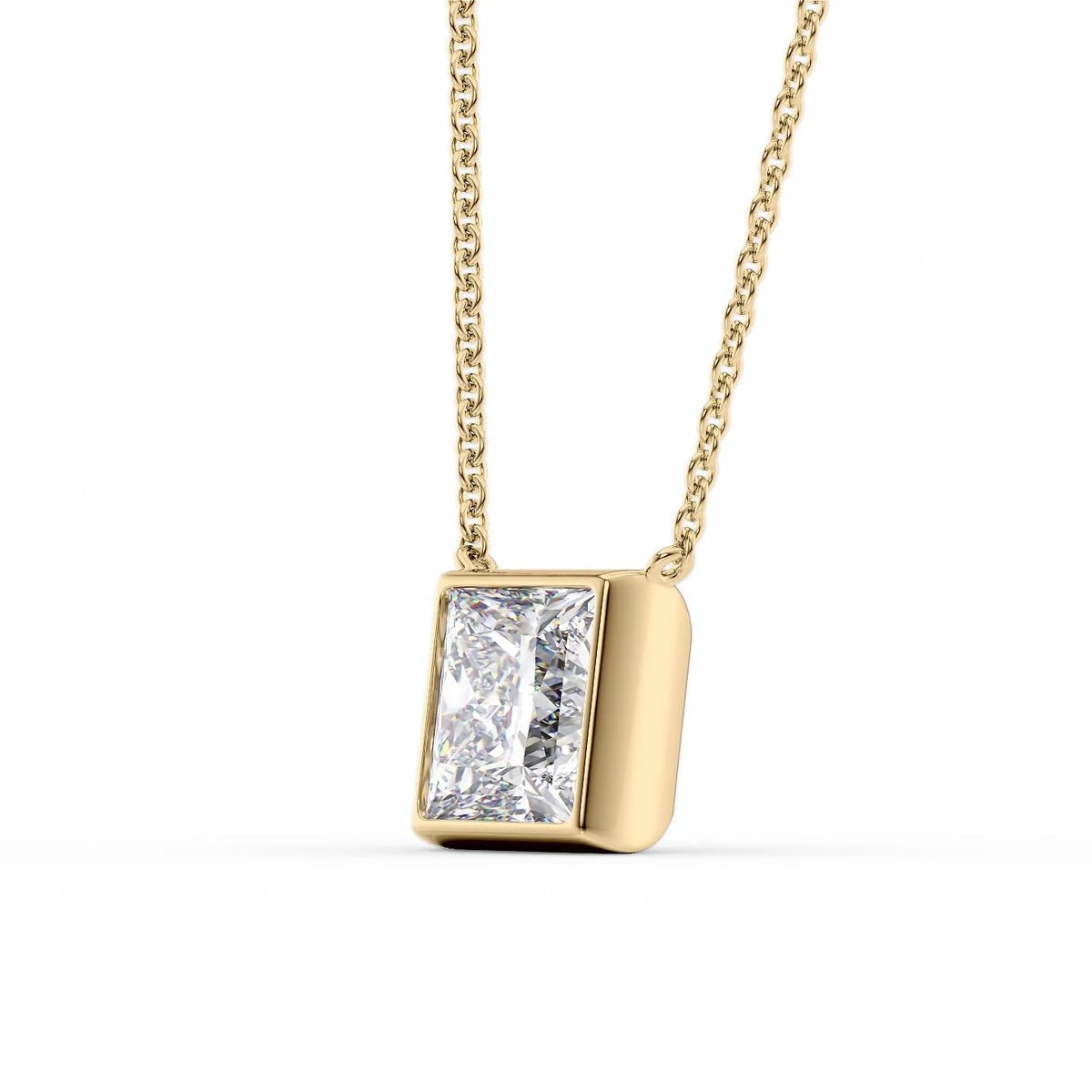 2 Carat Princess Cut Diamond Pendant Necklace in Bezel Setting