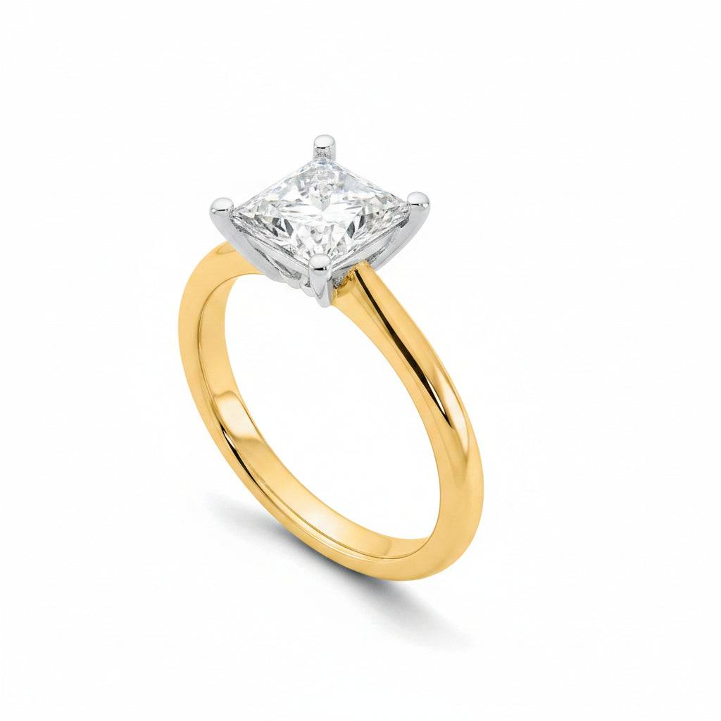 2 Carat Princess Lab Grown Diamond Engagement Ring | 14K Two-Tone Gold