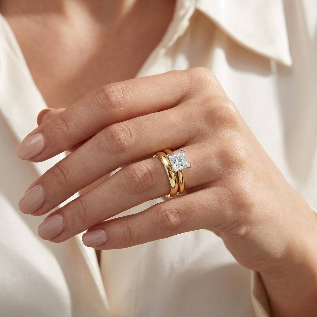 2 Carat Princess Lab Grown Diamond Engagement Ring | 14K Two-Tone Gold