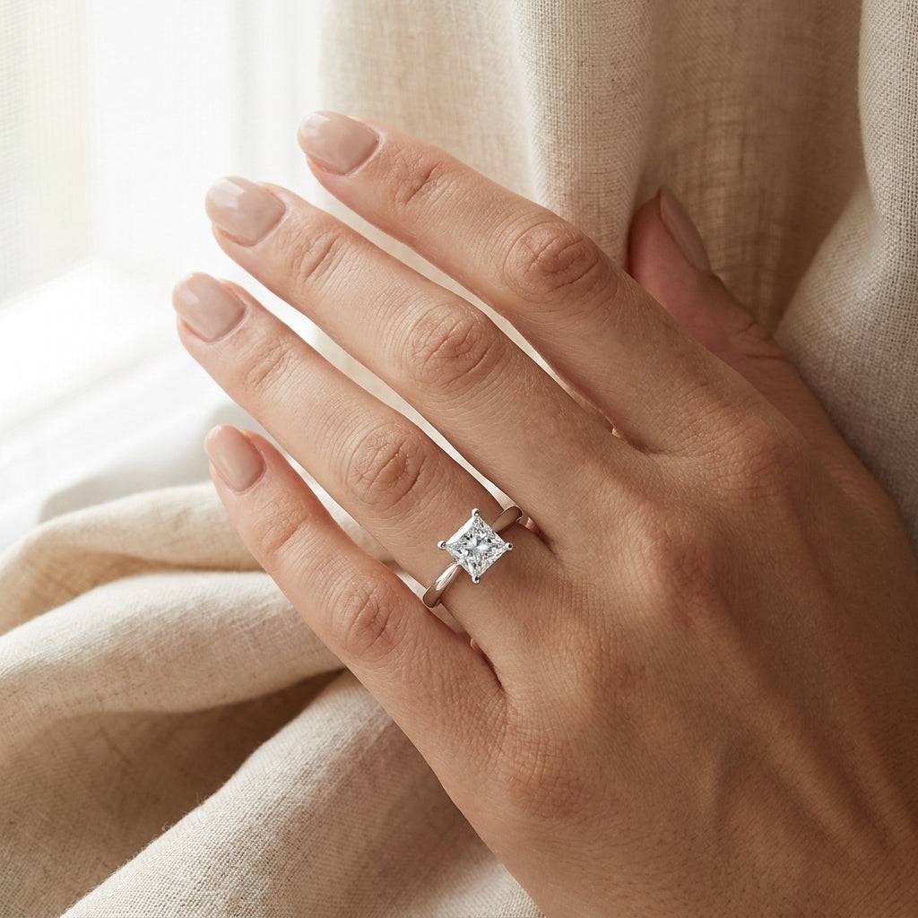 2 Carat Princess Lab Grown Diamond Engagement Ring | 14K White Gold